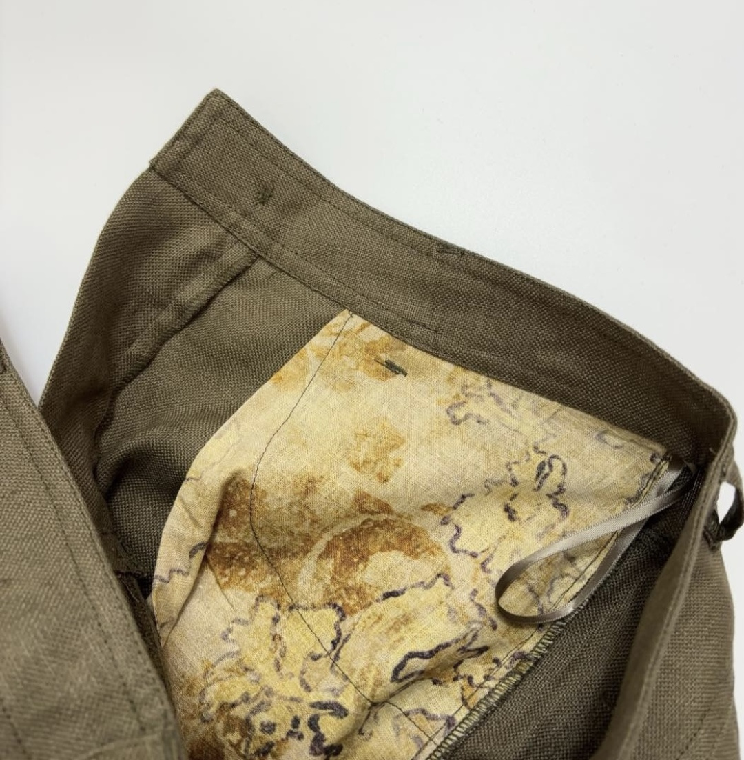 Retro mustard green comfortable linen casual loose slimming straight-leg pants casual pants (0.44kg) - View 7