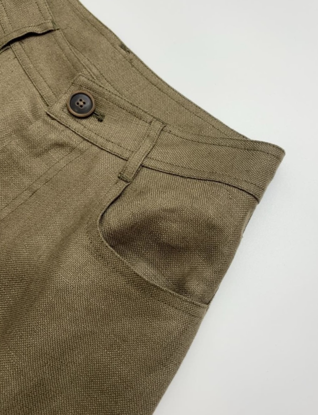 Retro mustard green comfortable linen casual loose slimming straight-leg pants casual pants (0.44kg) - View 5