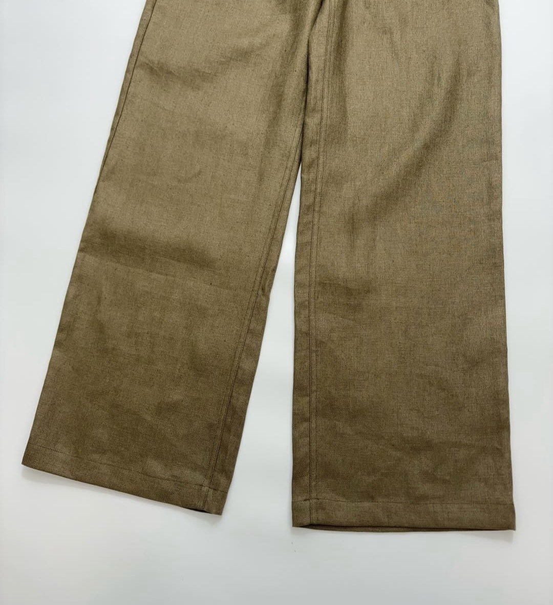 Retro mustard green comfortable linen casual loose slimming straight-leg pants casual pants (0.44kg) - View 8