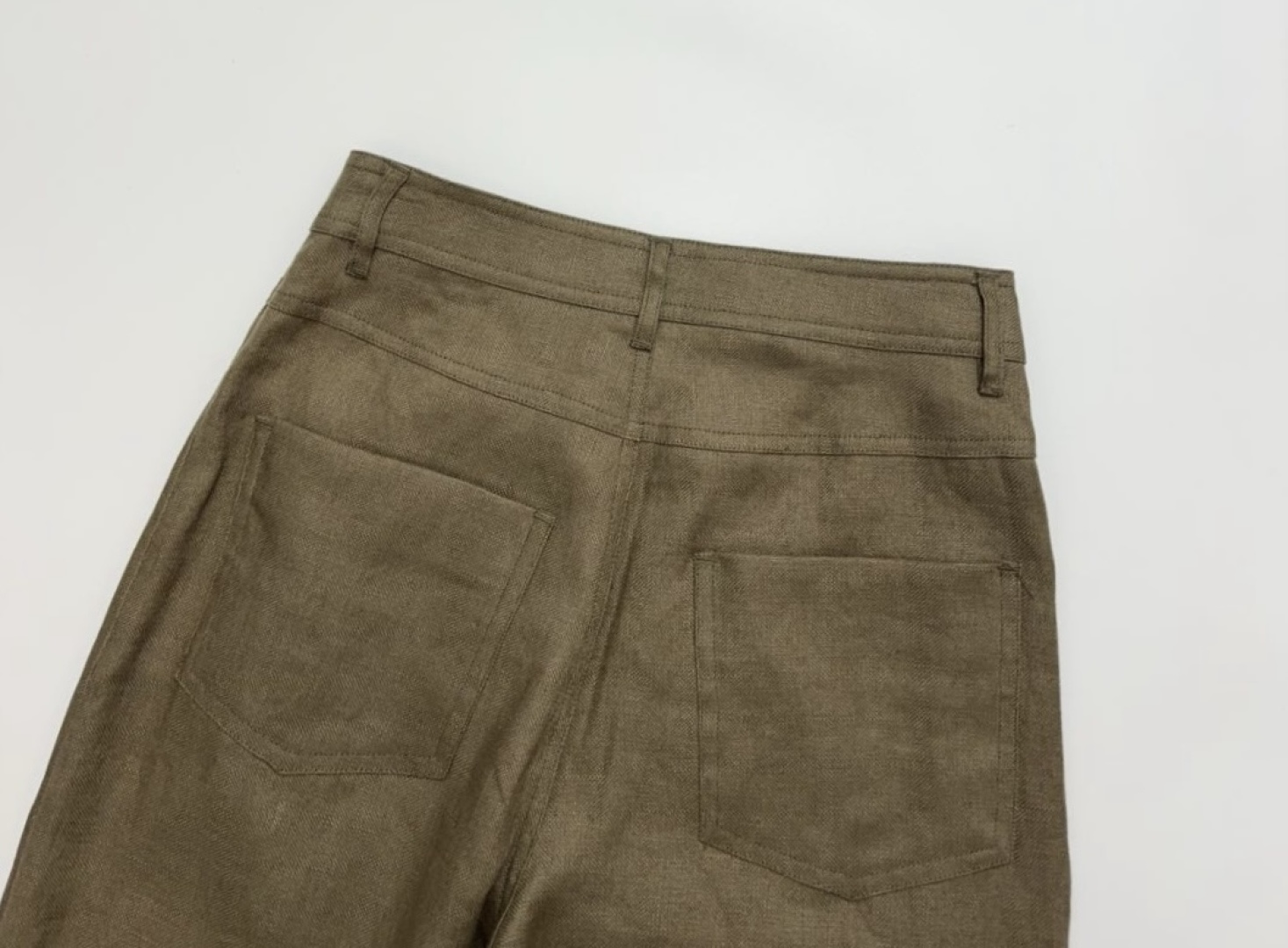 Retro mustard green comfortable linen casual loose slimming straight-leg pants casual pants (0.44kg) - View 15