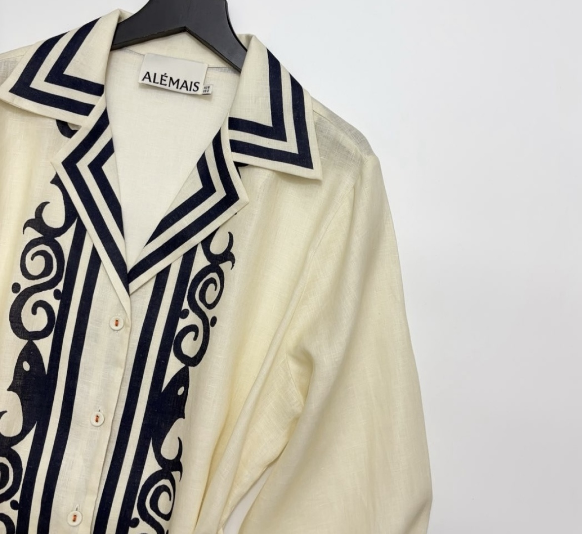 Linen printed wrap long-sleeved dress resort style beach vacation long dress - View 2