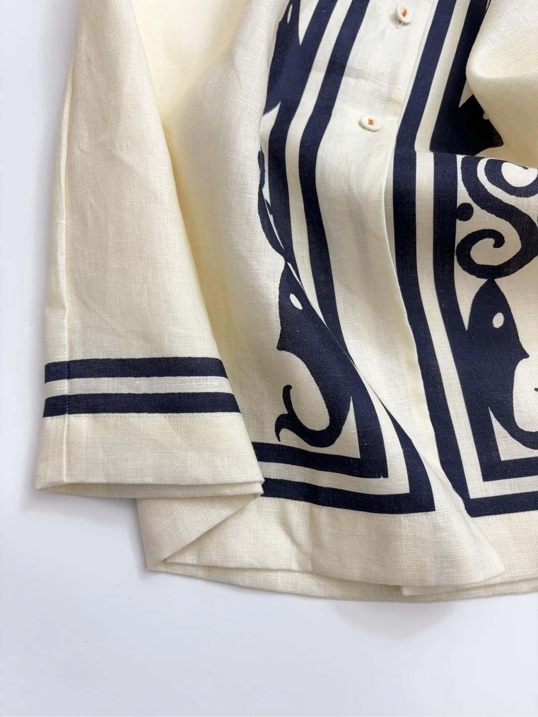 Linen printed wrap long-sleeved dress resort style beach vacation long dress - View 12