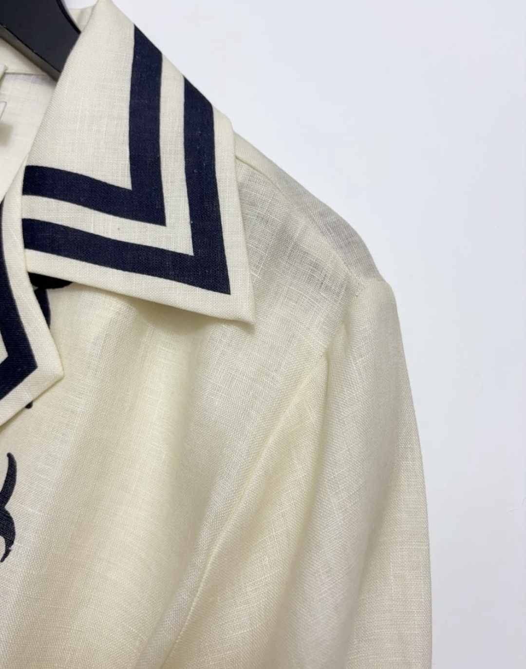 Linen printed wrap long-sleeved dress resort style beach vacation long dress - View 3