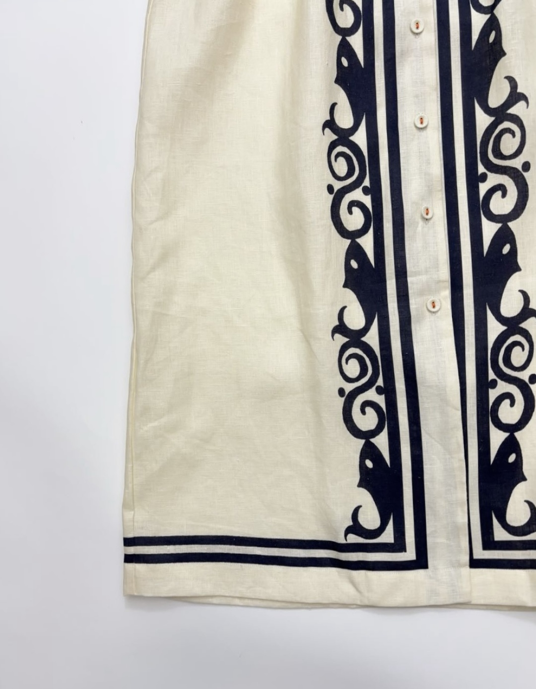 Linen printed wrap long-sleeved dress resort style beach vacation long dress - View 6