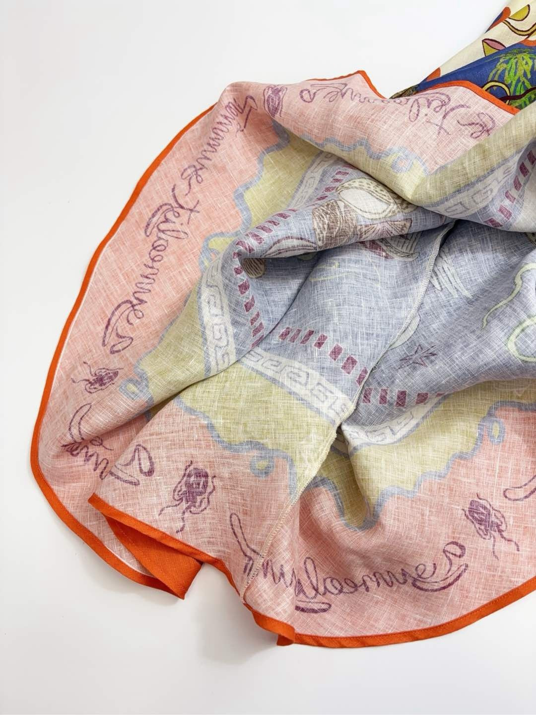 Oil painting sense island print vacation style orange edge camisole swing dress - View 17