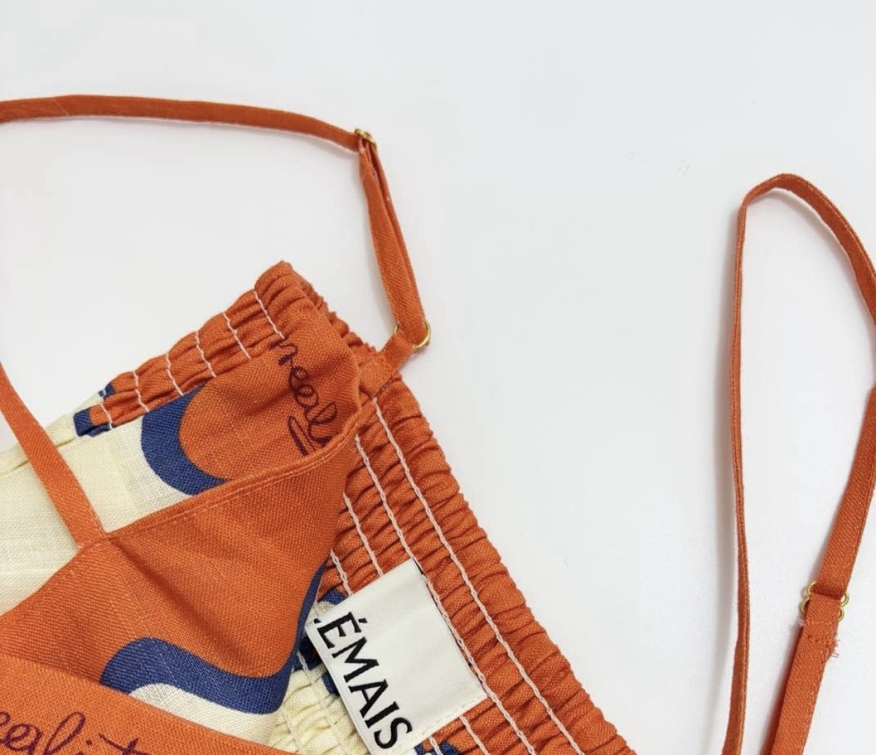 Oil painting sense island print vacation style orange edge camisole swing dress - View 8