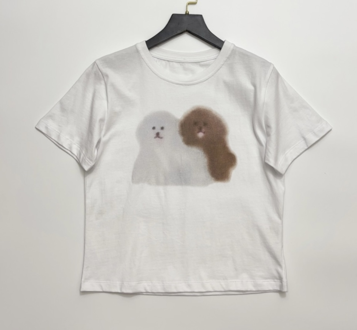 White puppy print T-shirt (0.13kg)