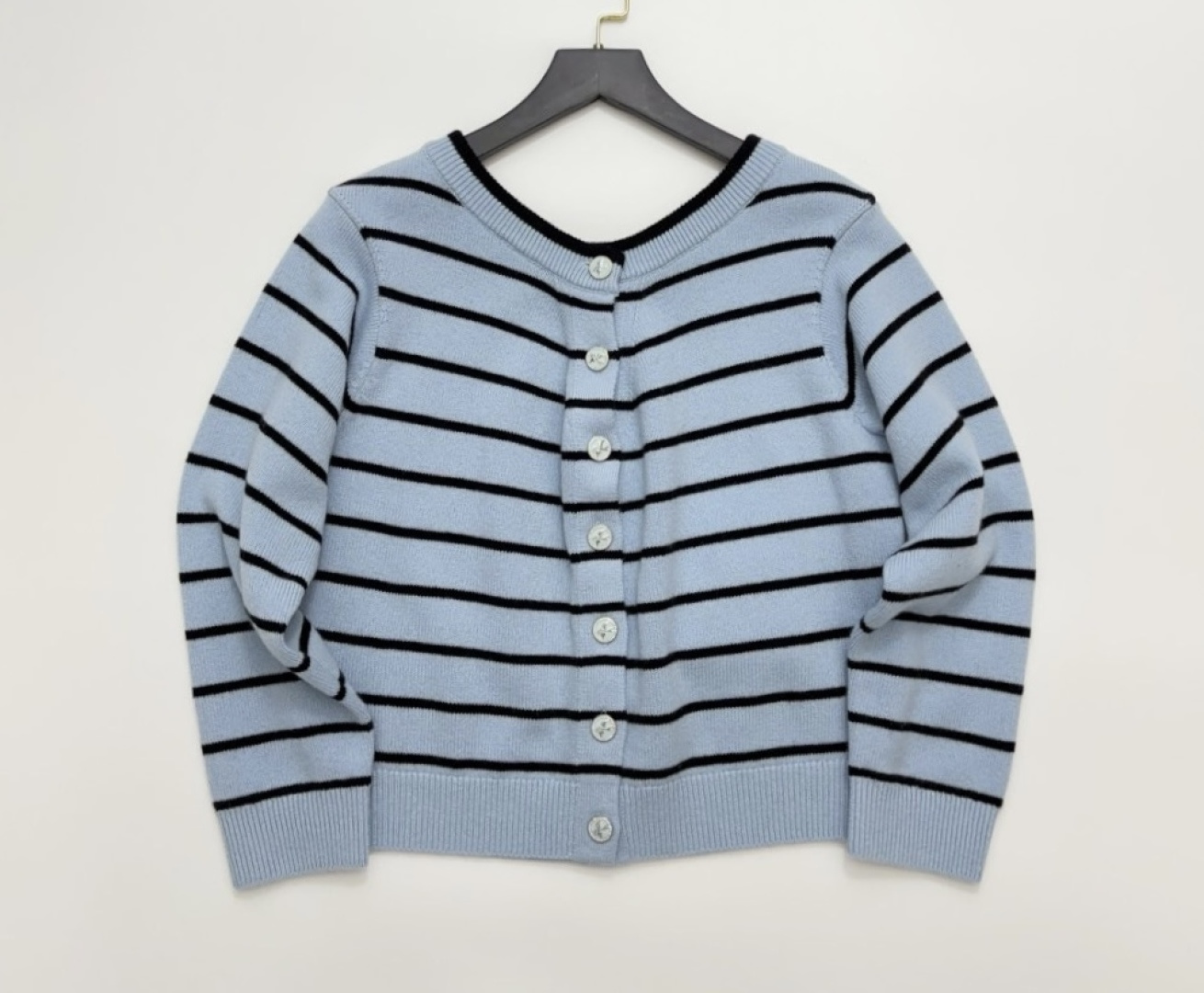 Small Fragrance Striped Blue Lazy Loose Knit Cardigan