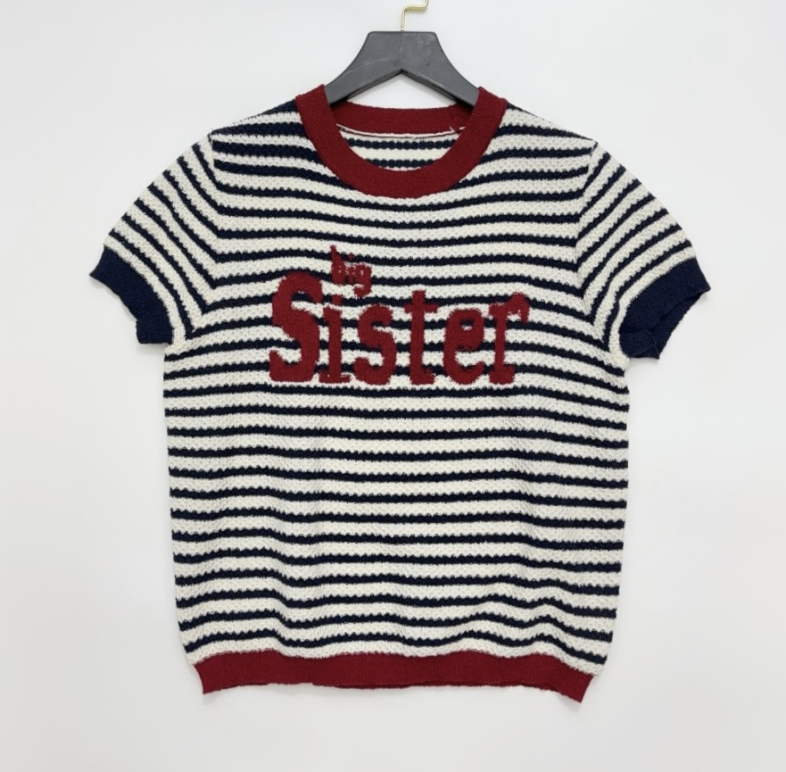 Sailor-striped knitted T-shirt