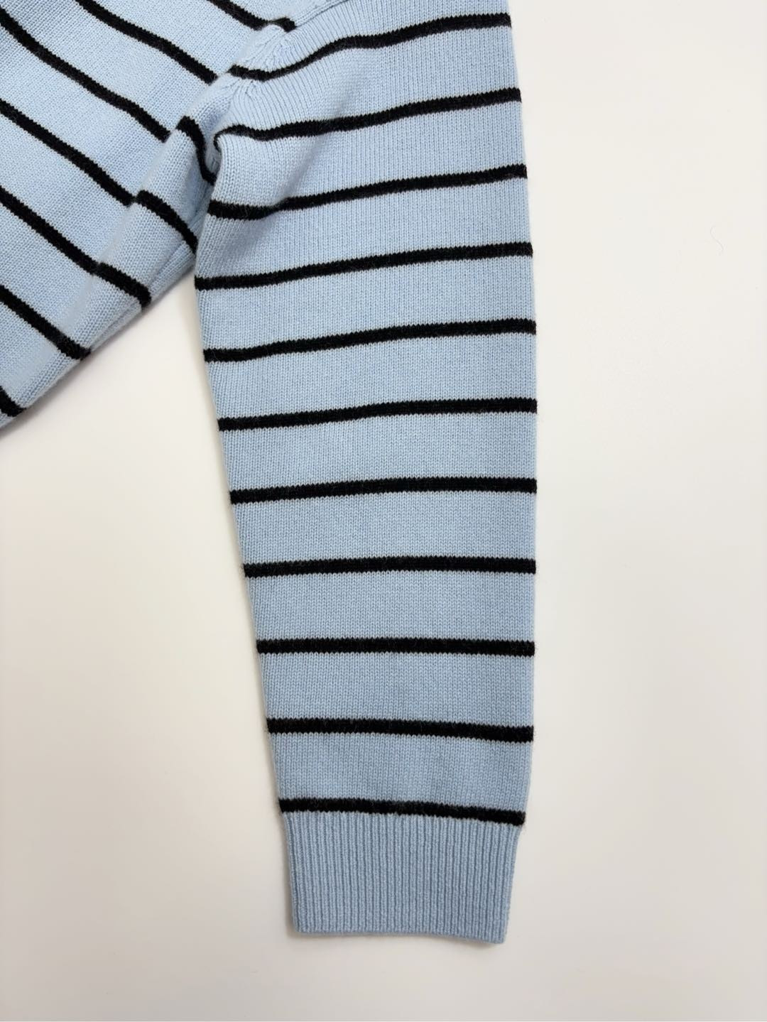 Small Fragrance Striped Blue Lazy Loose Knit Cardigan - View 5
