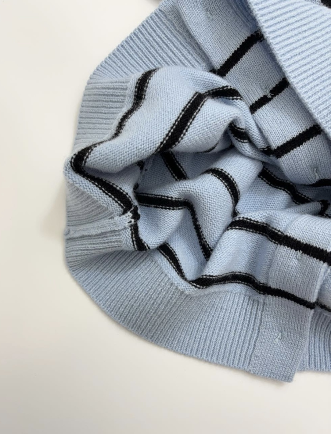 Small Fragrance Striped Blue Lazy Loose Knit Cardigan - View 13