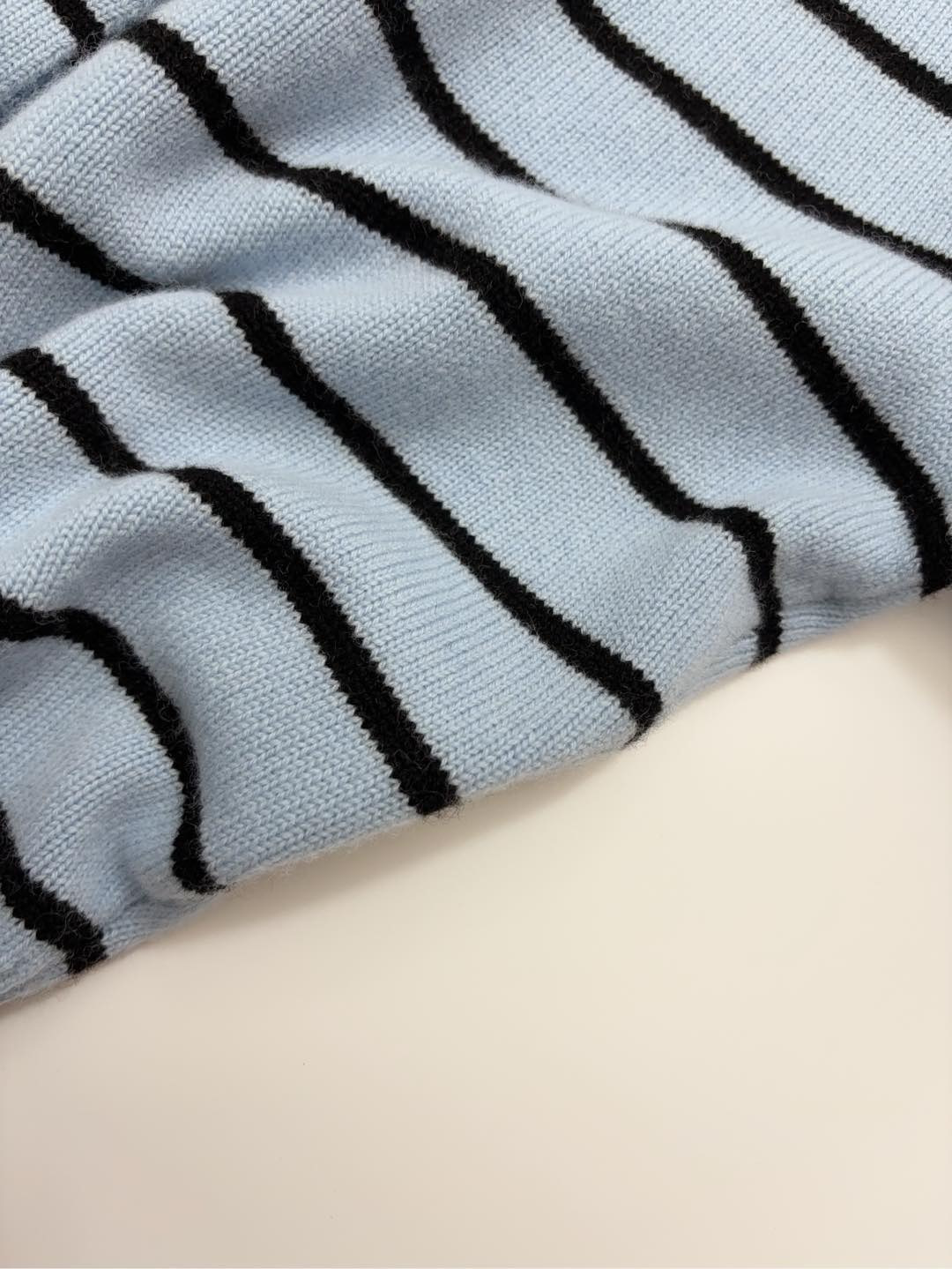 Small Fragrance Striped Blue Lazy Loose Knit Cardigan - View 10