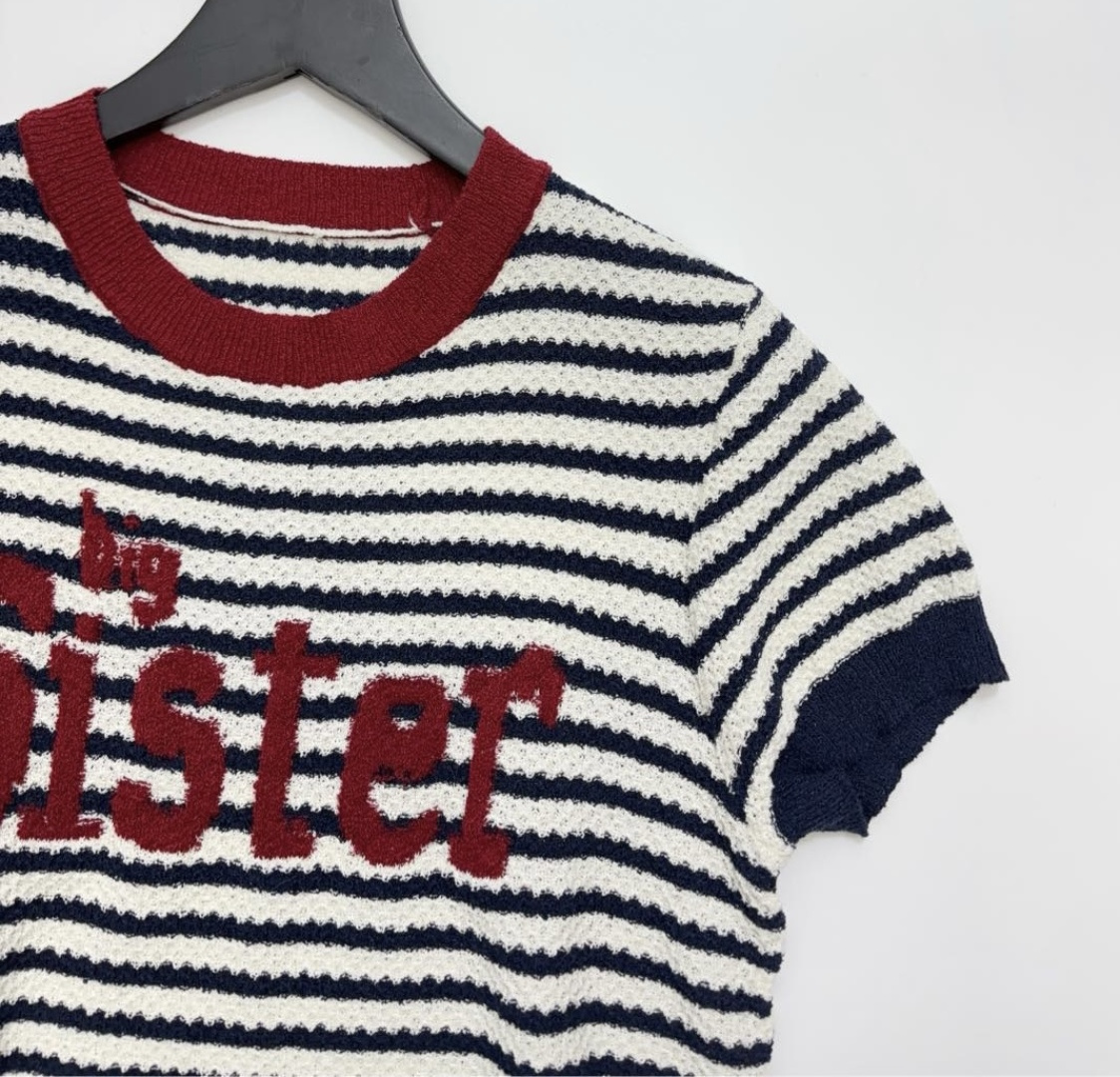 Sailor-striped knitted T-shirt - View 2