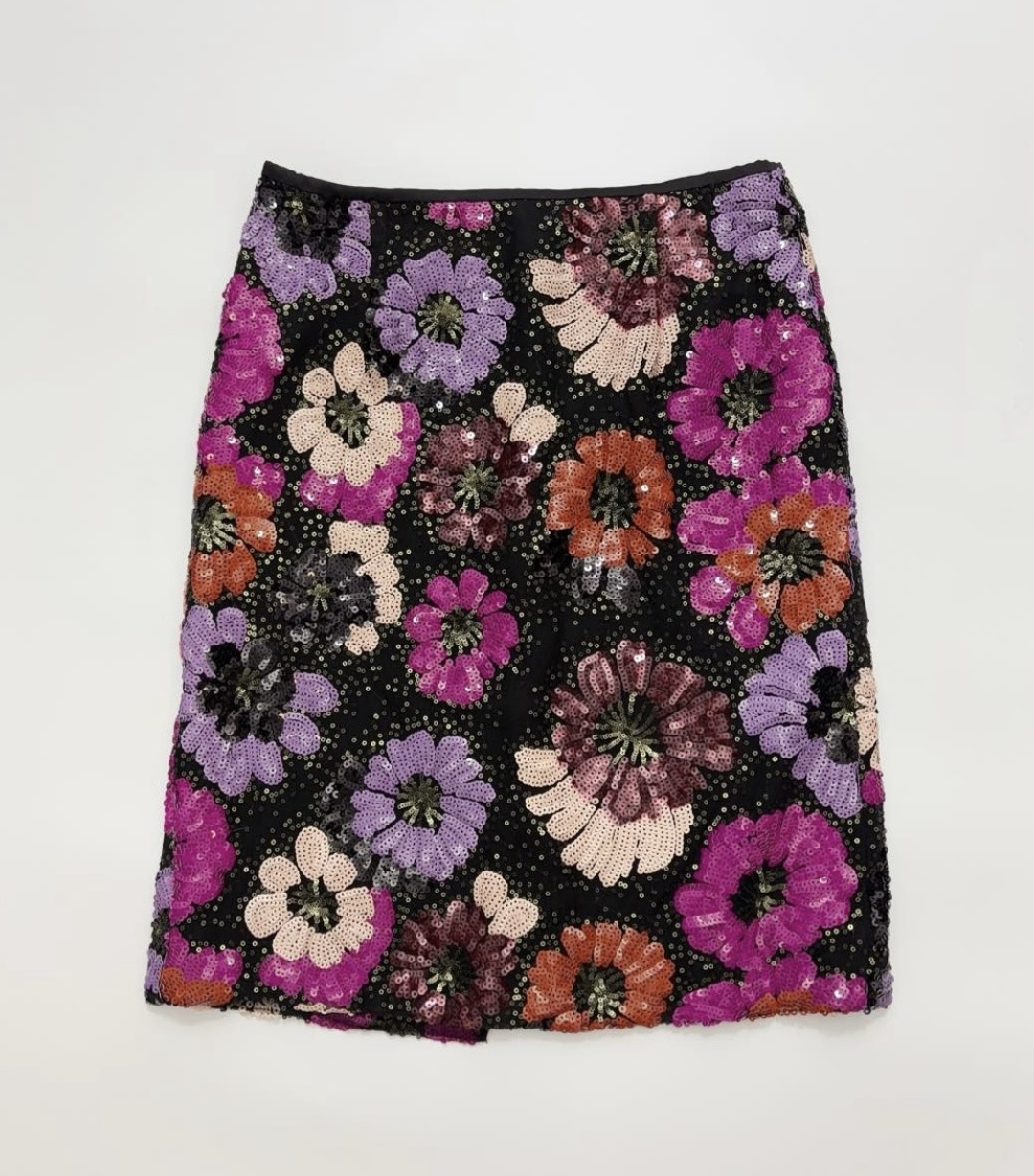 Vintage heavy industry floral sequin half-length skirt versatile straight medium-long A-line skirt