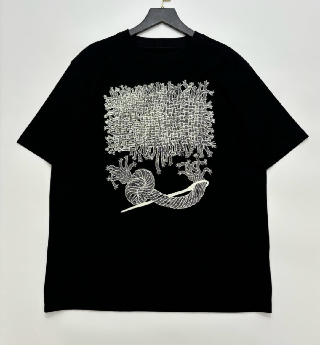 0.17kg/tag-cut classic rope knot pattern short-sleeved t-shirt