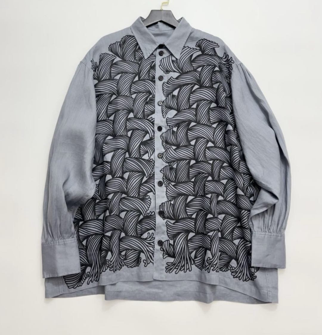 22SS chest rope knot logo pure cotton loose shirt