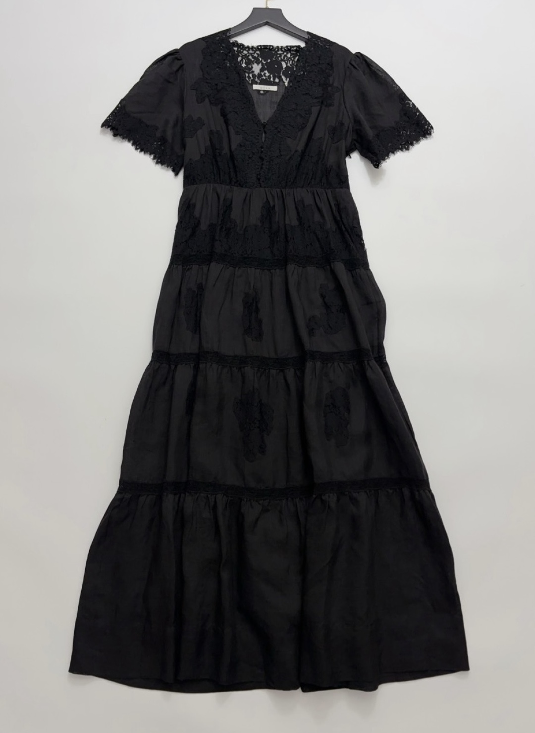 French V-neck hollow lace long dress