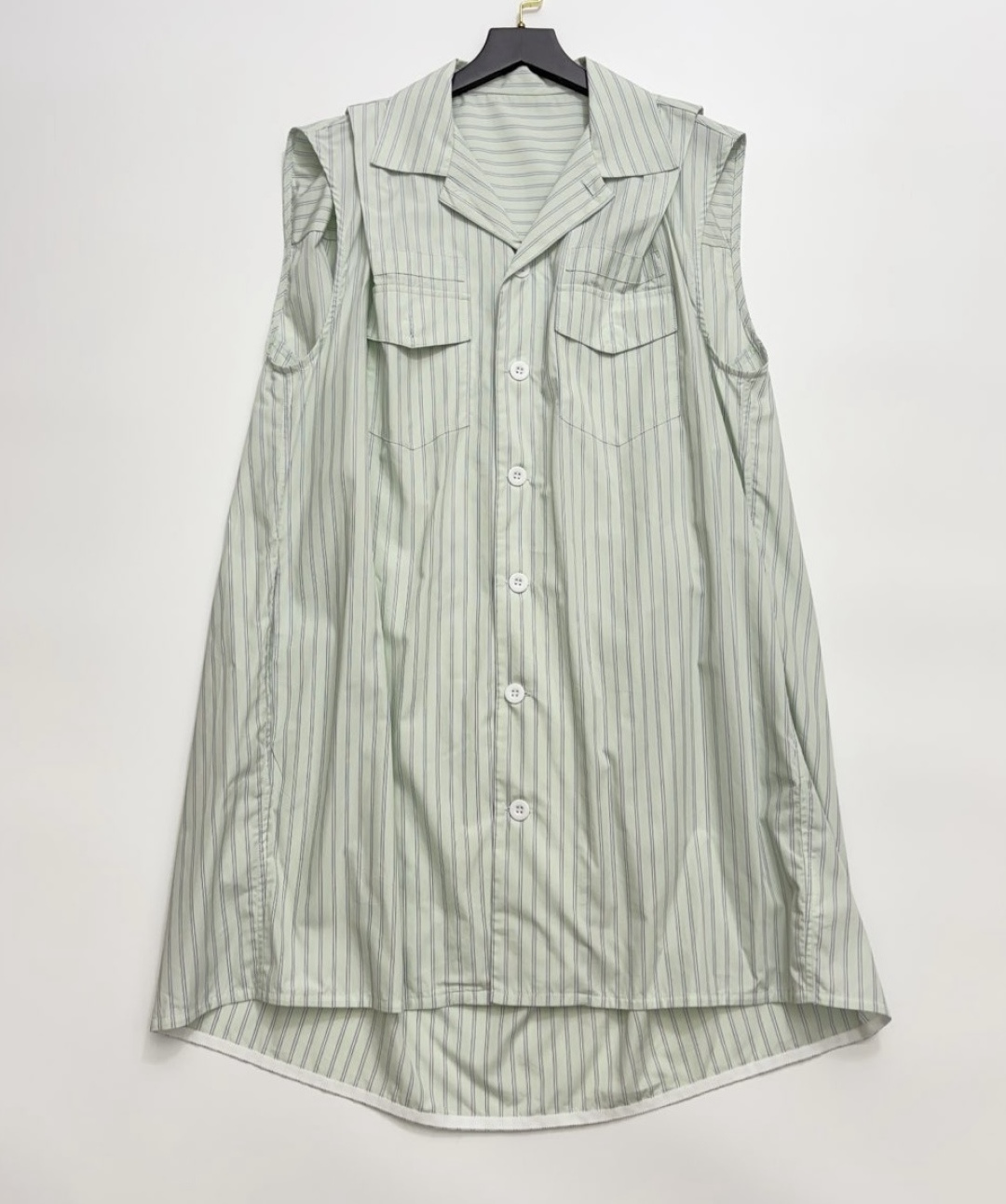 0.3kg/cut tag lapel sleeveless pinstripe versatile dress