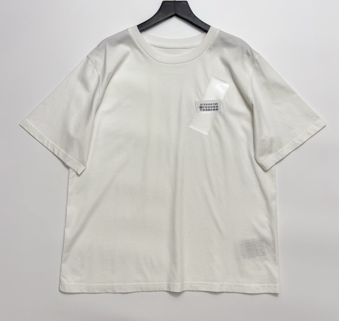 0.15kg/tag-cut number pattern short-sleeve white T-shirt round neck simple
