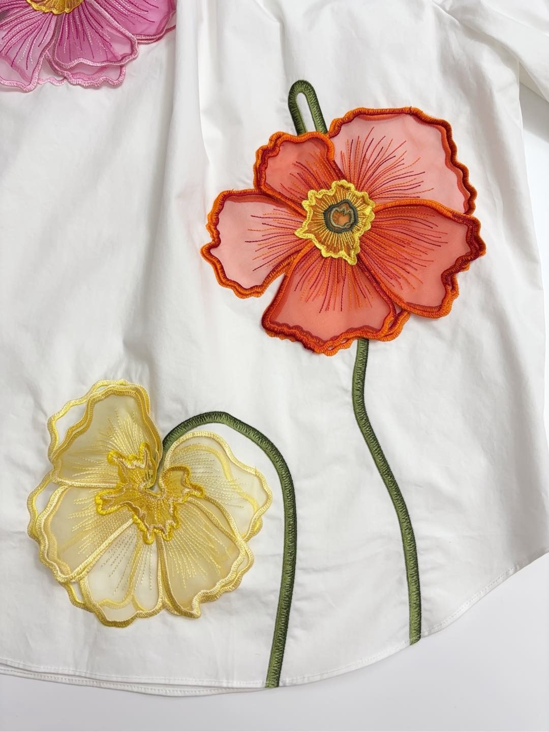 0.25kg/clipped label women's 3D floral detail crewneck shirt top - View 11