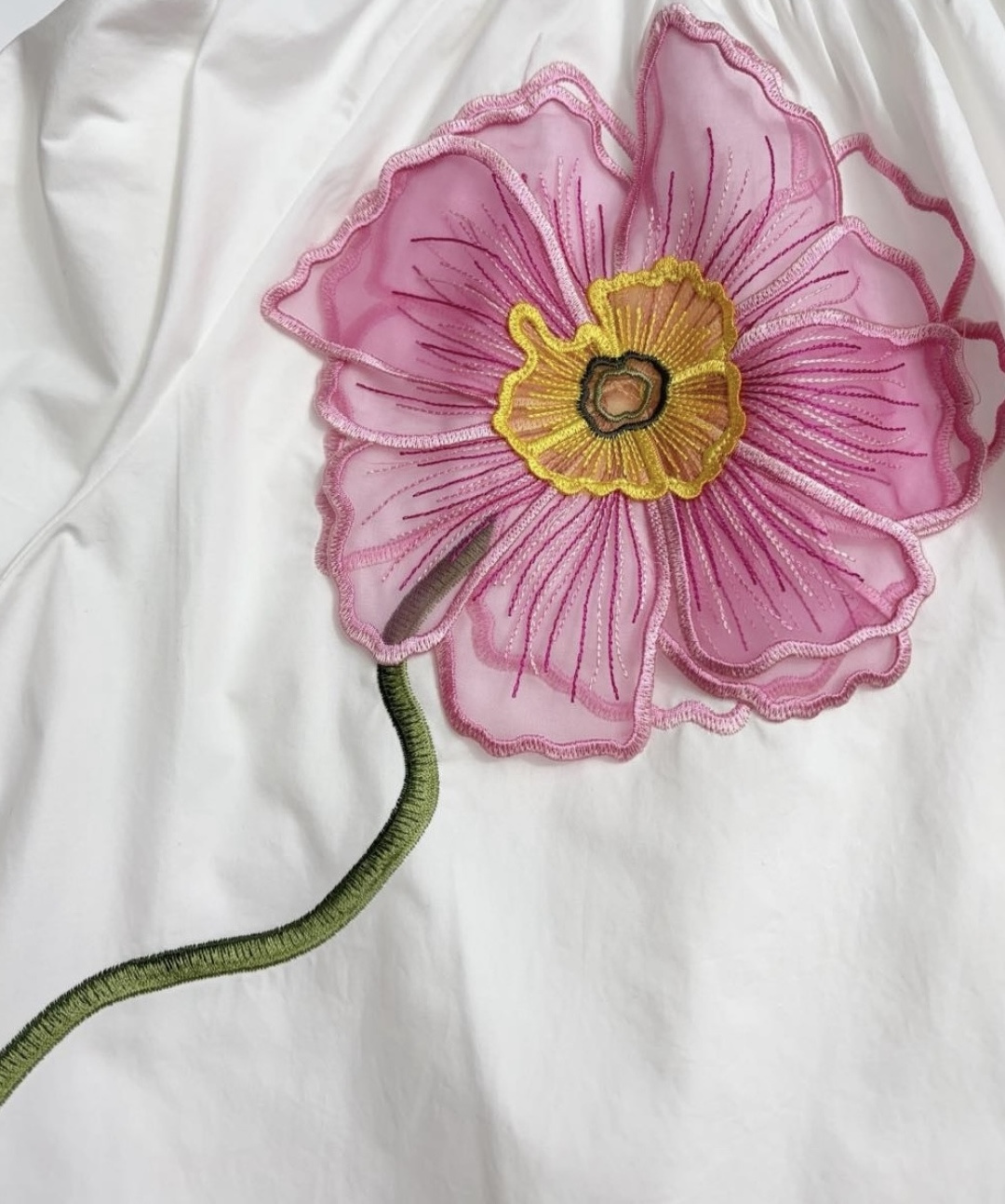 0.25kg/clipped label women's 3D floral detail crewneck shirt top - View 13