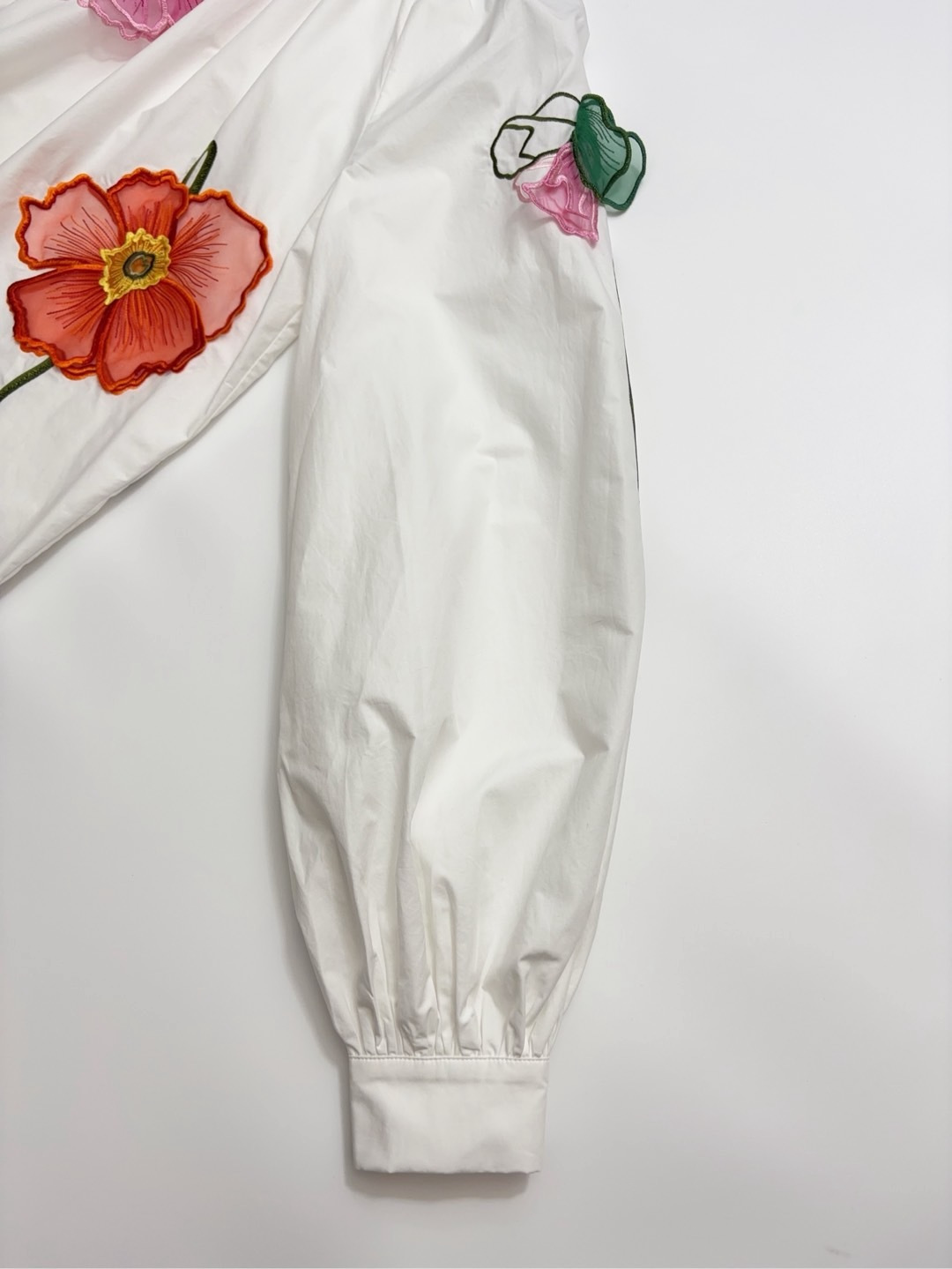 0.25kg/clipped label women's 3D floral detail crewneck shirt top - View 7