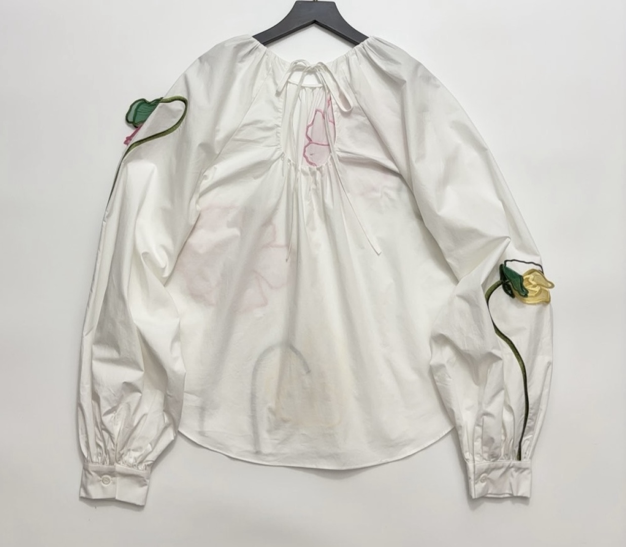 0.25kg/clipped label women's 3D floral detail crewneck shirt top - View 17