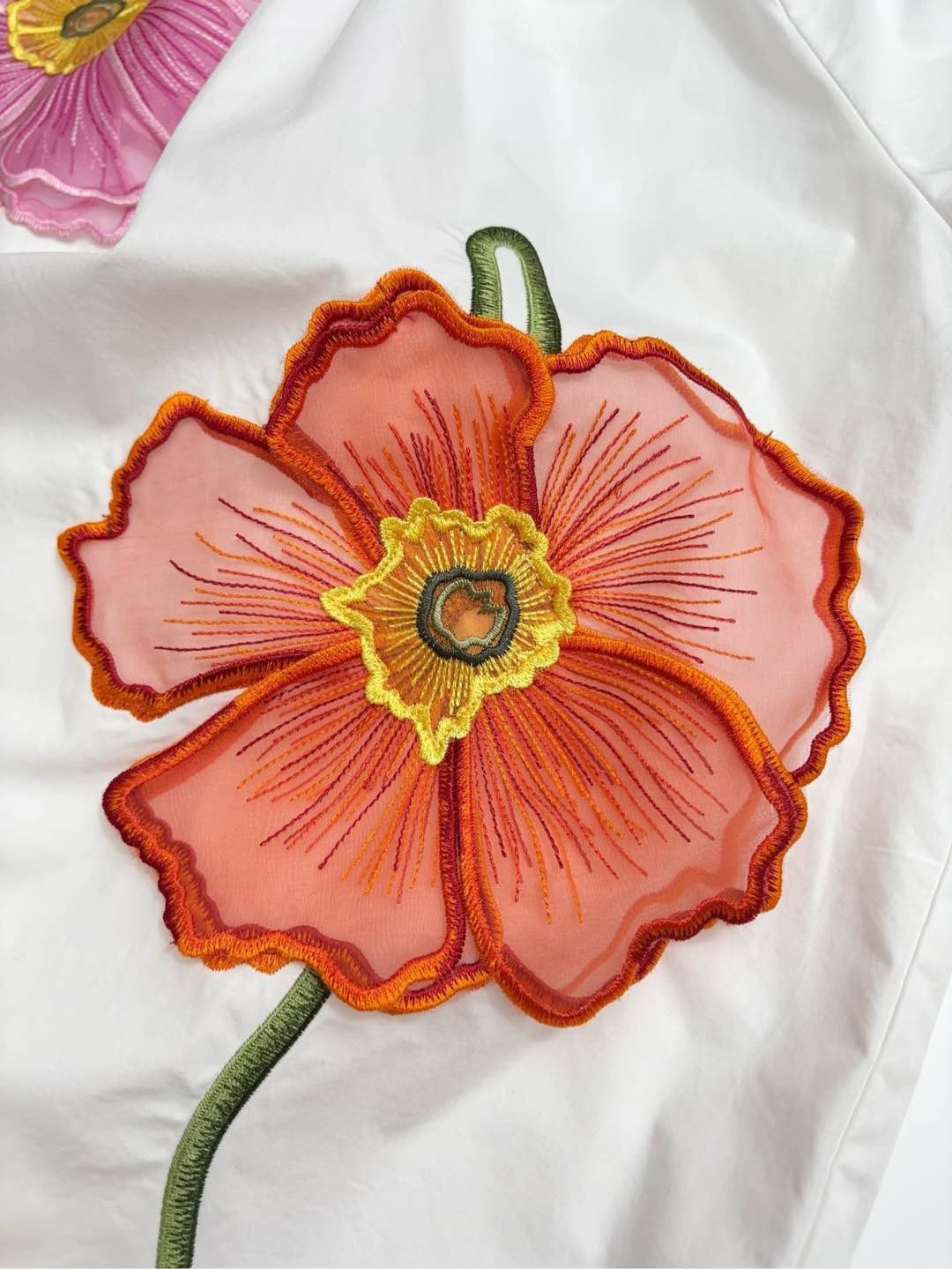 0.25kg/clipped label women's 3D floral detail crewneck shirt top - View 14