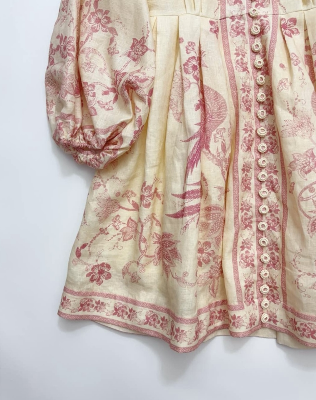 Pink printed V-neck elegant short dress - View 6