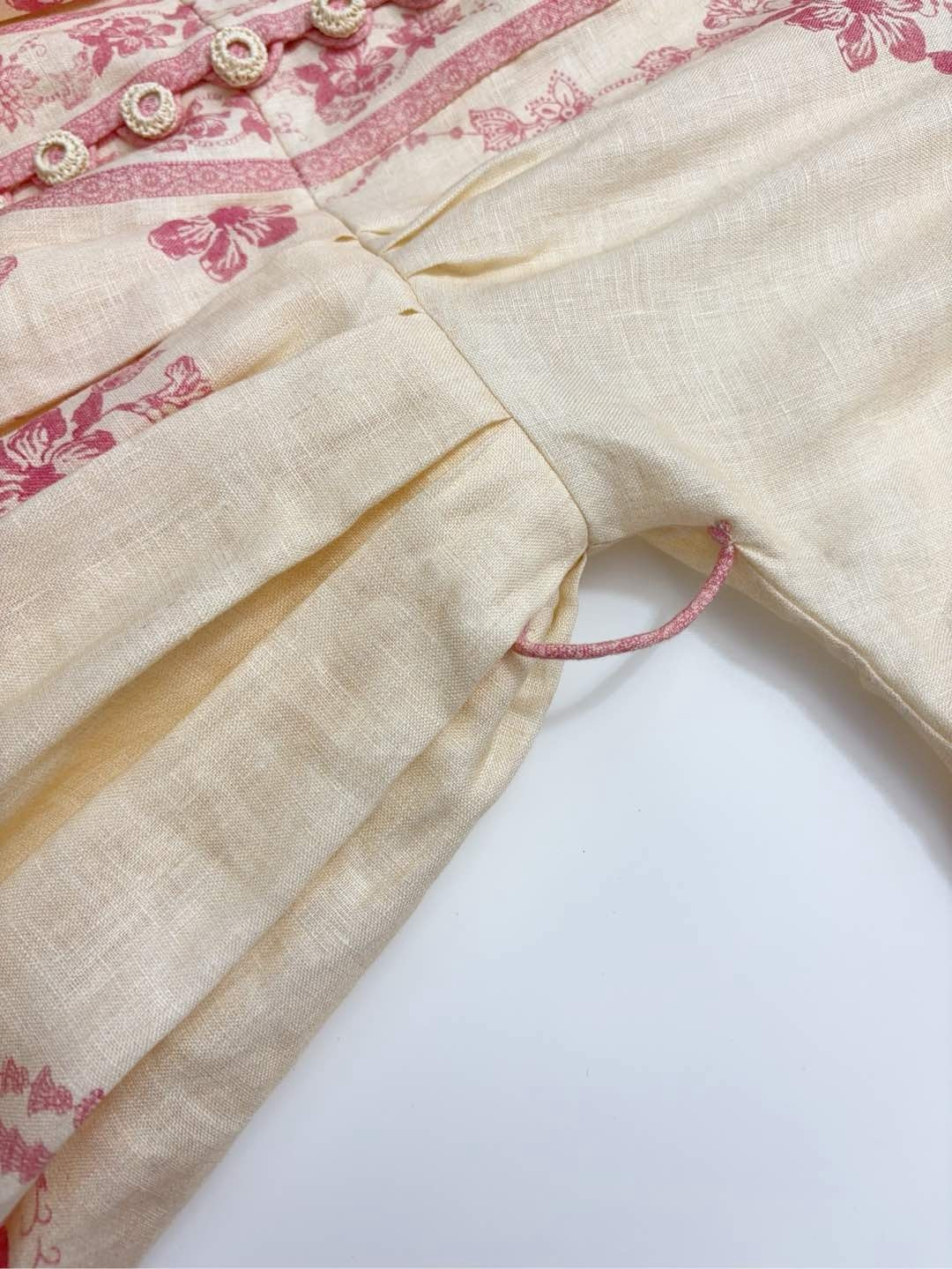 Pink printed V-neck elegant short dress - View 5