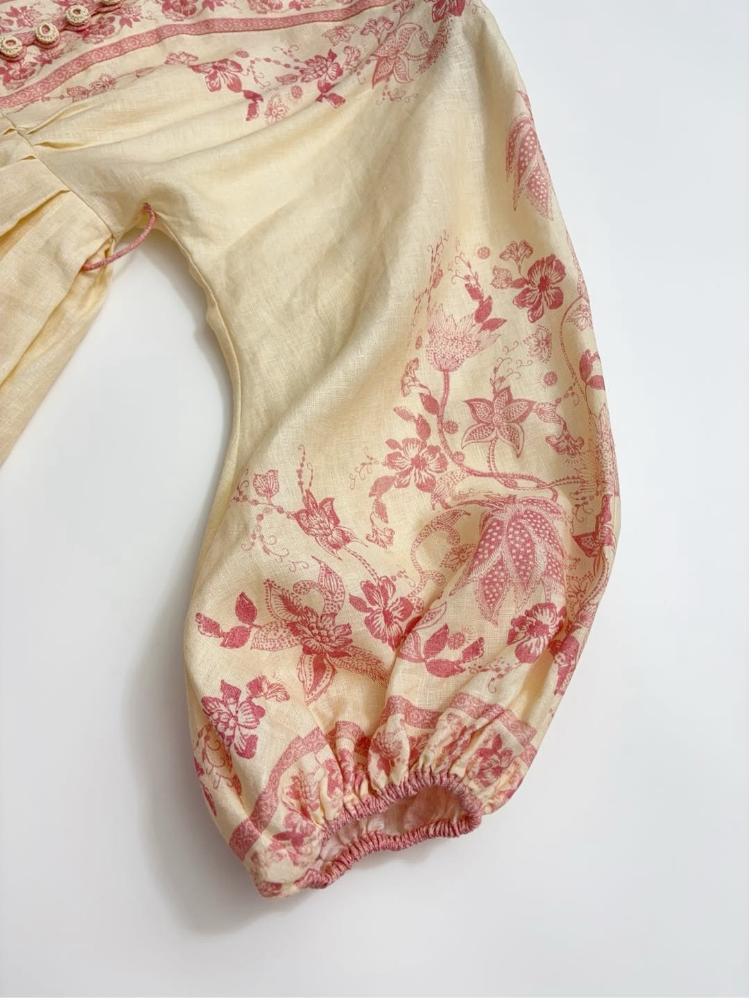 Pink printed V-neck elegant short dress - View 8