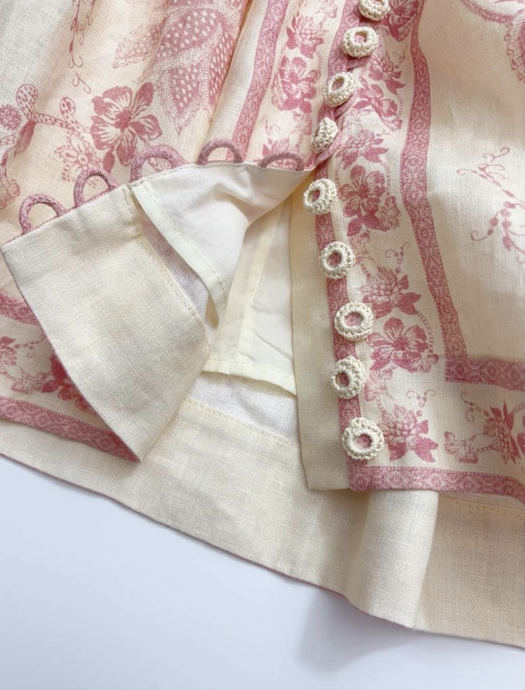 Pink printed V-neck elegant short dress - View 14