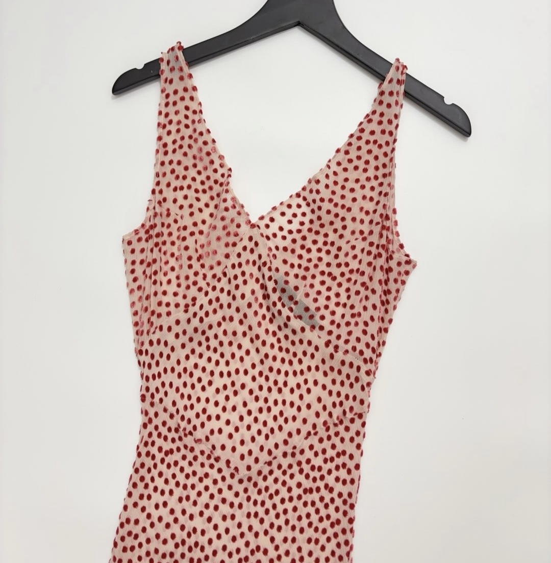 Gentle French V-neck polka dot dress, double-layer silk long dress - View 3