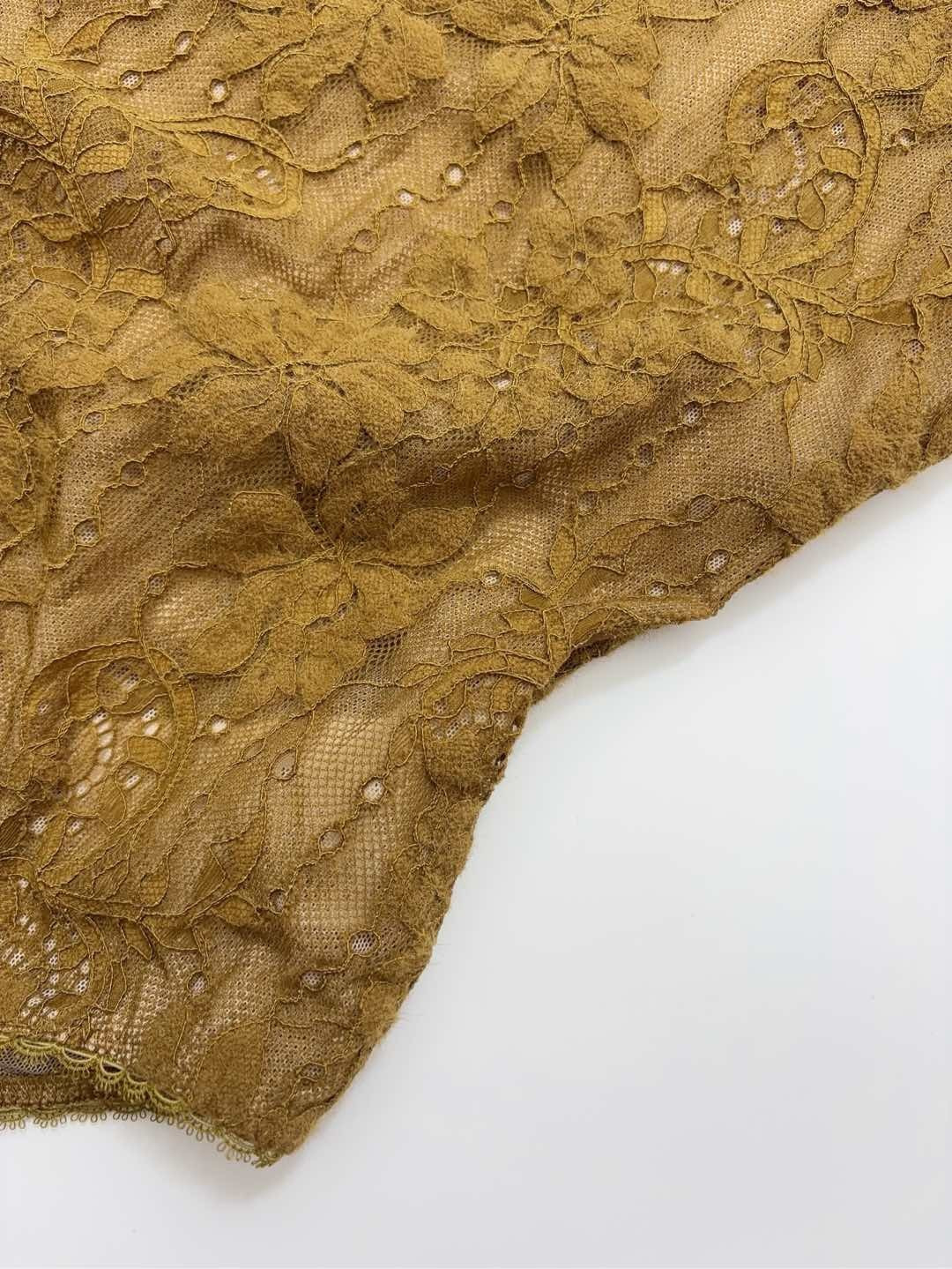 Brown U-neck lace one-piece bodysuit - View 5