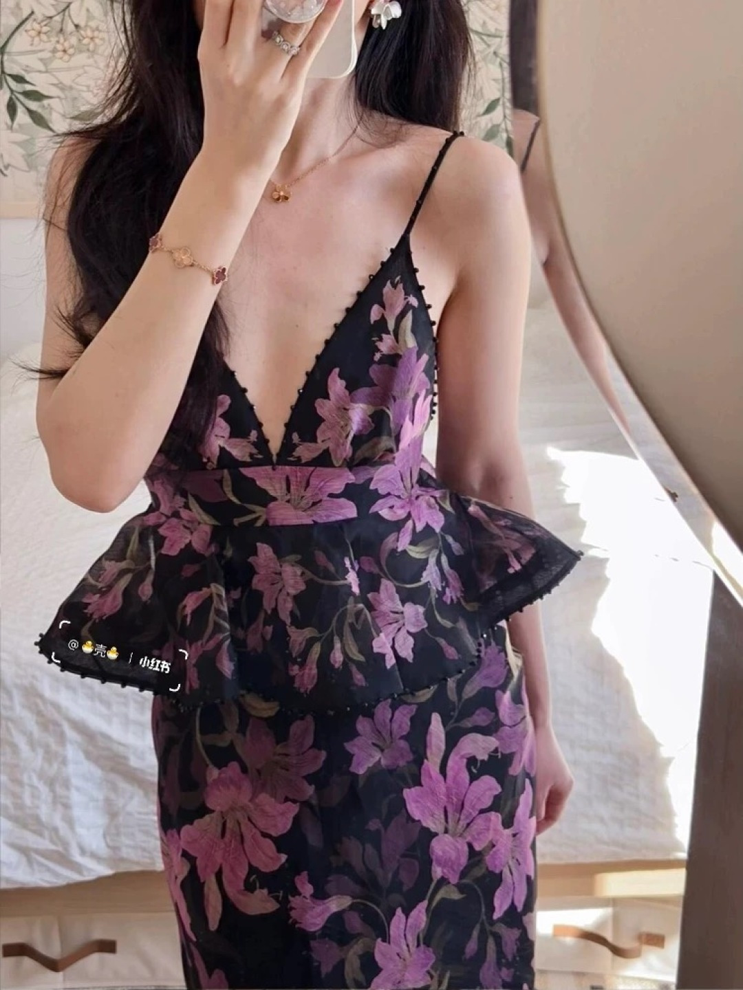 Extra-long dress layered fake two-piece floral gown - View 18