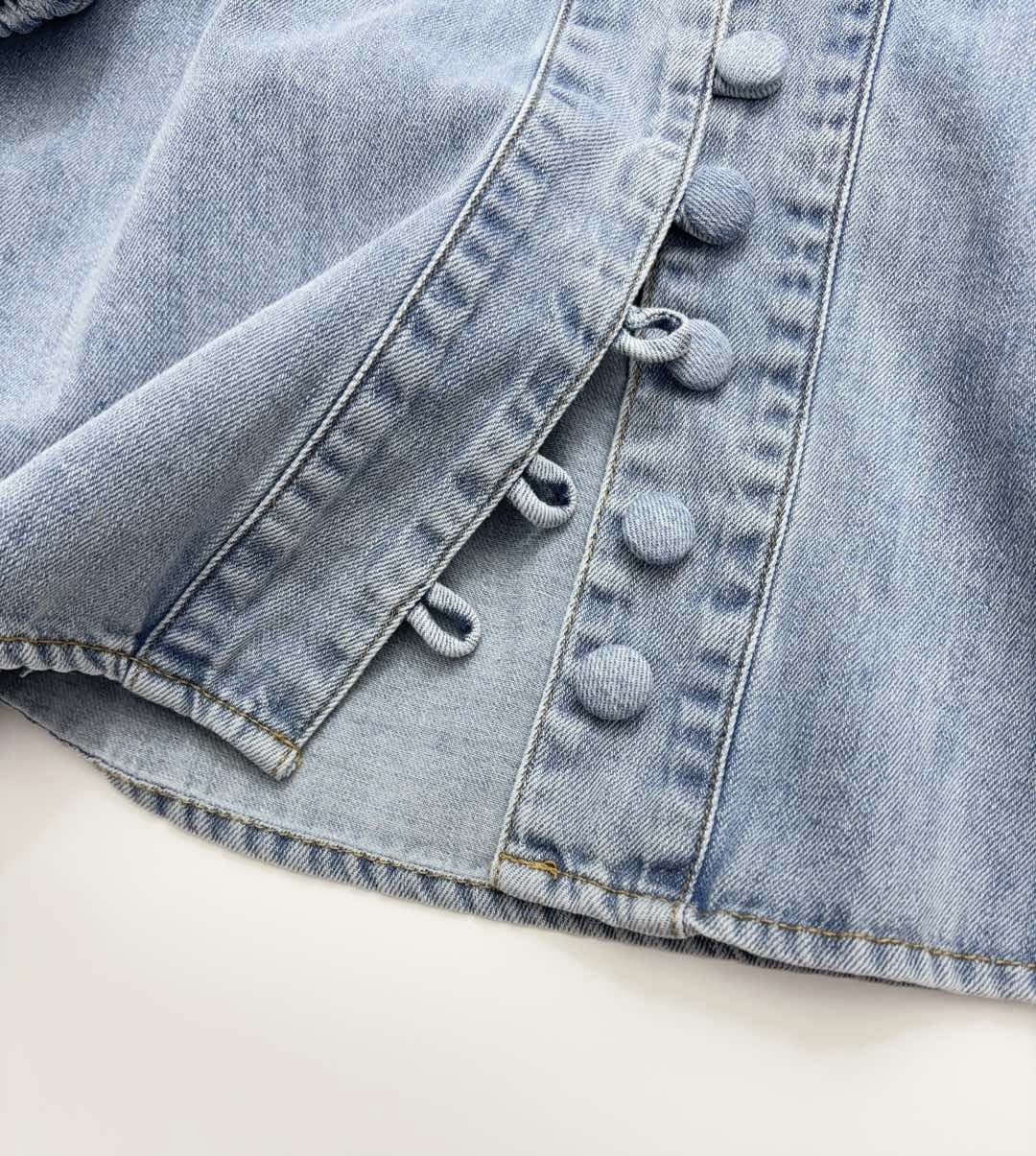 2025 Summer New Style LUCKY Sky Blue Denim Top - View 10