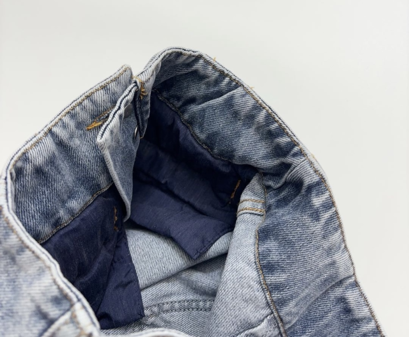 Braided rope spliced pocket blue denim shorts - View 5