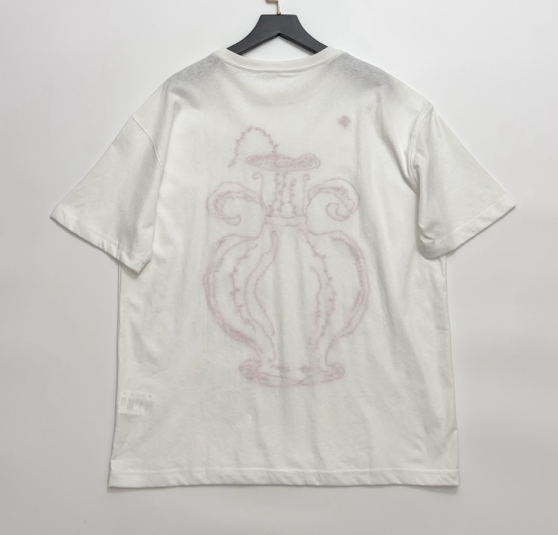 Loose vase embroidered short-sleeved T-shirt - View 12