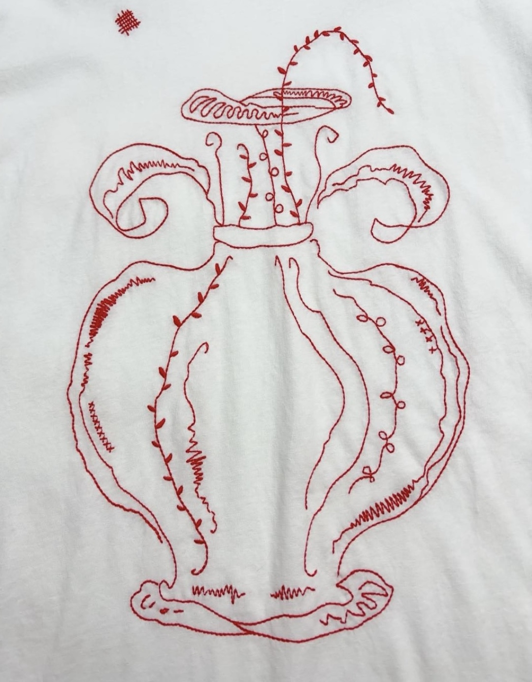 Loose vase embroidered short-sleeved T-shirt - View 4