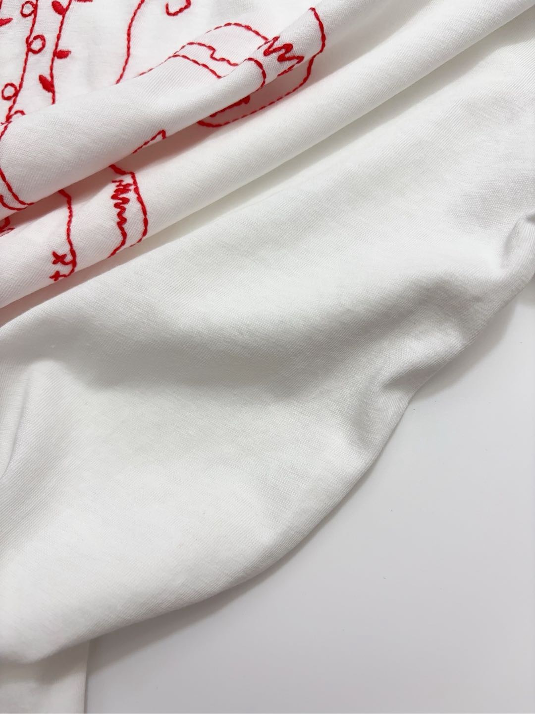 Loose vase embroidered short-sleeved T-shirt - View 8