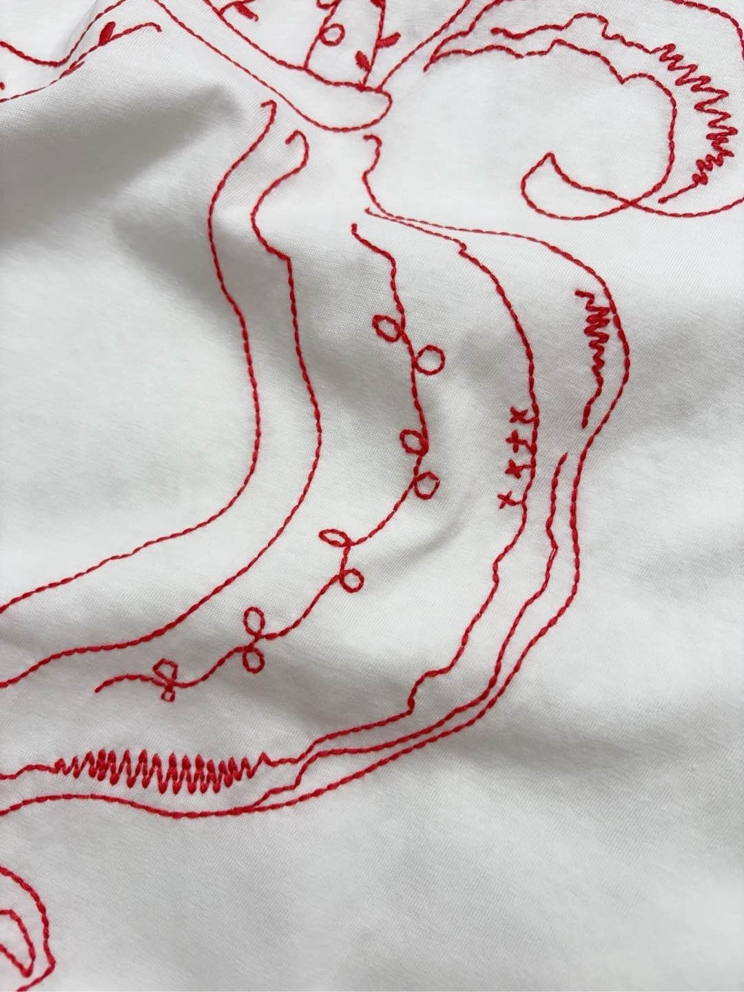 Loose vase embroidered short-sleeved T-shirt - View 7