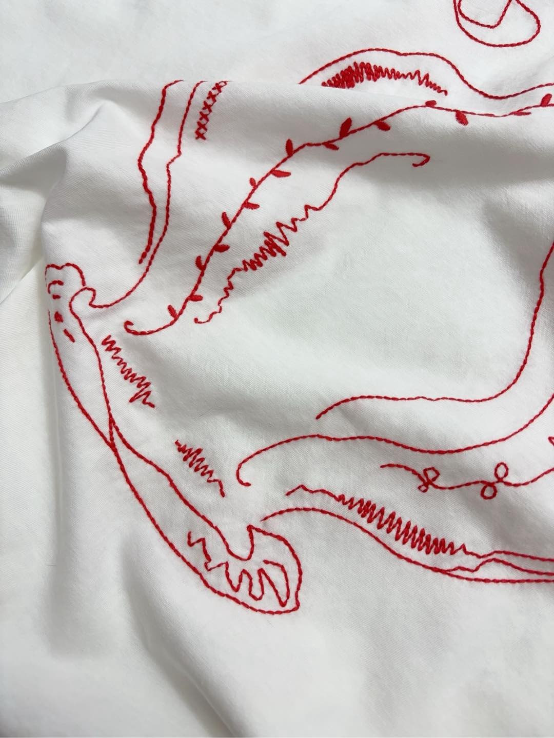 Loose vase embroidered short-sleeved T-shirt - View 6