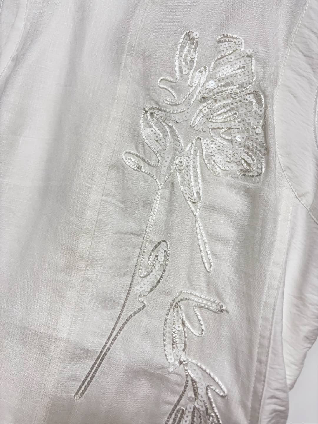 Linen Embroidered Sequin Dress - View 7