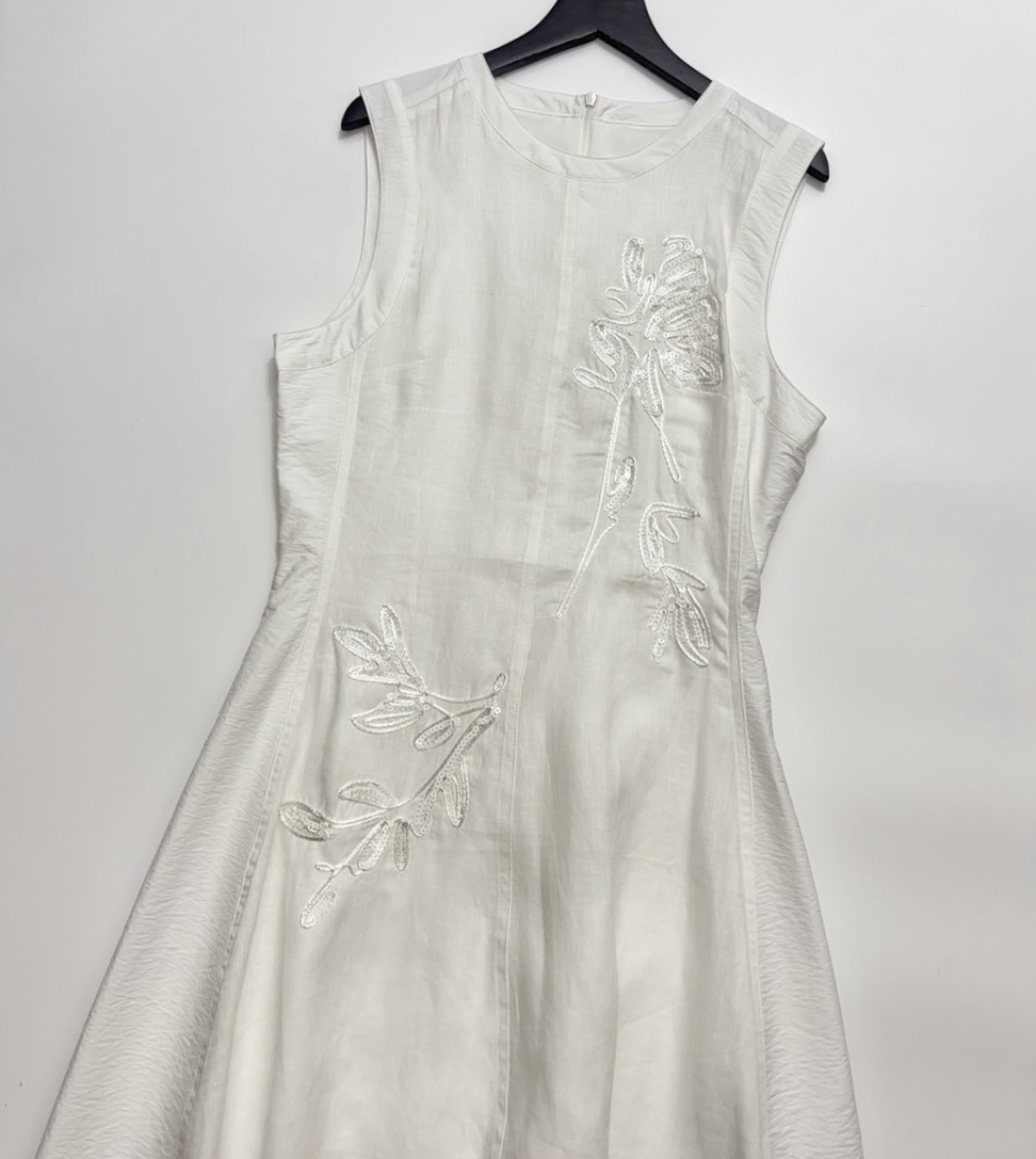 Linen Embroidered Sequin Dress - View 2
