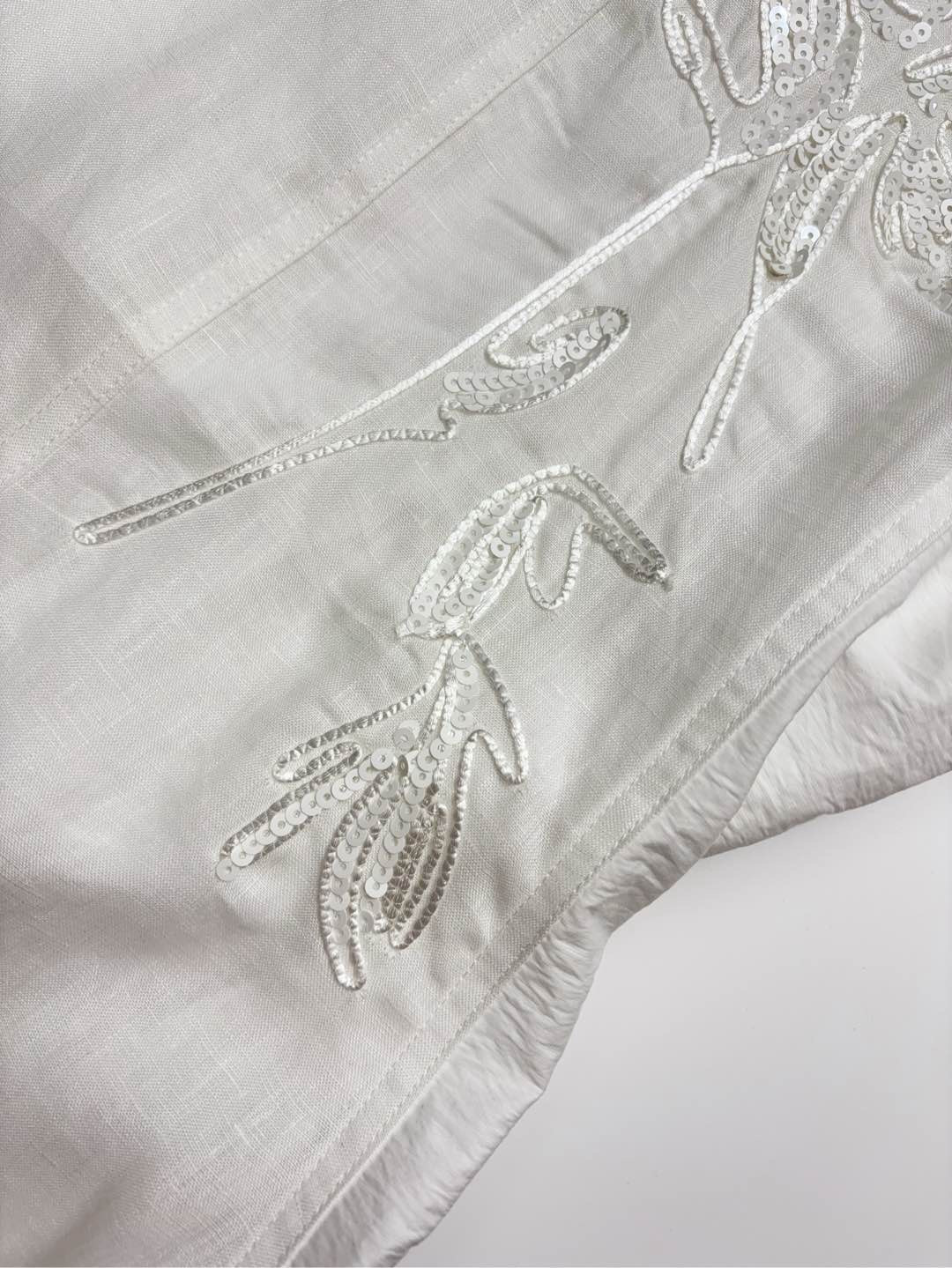 Linen Embroidered Sequin Dress - View 9