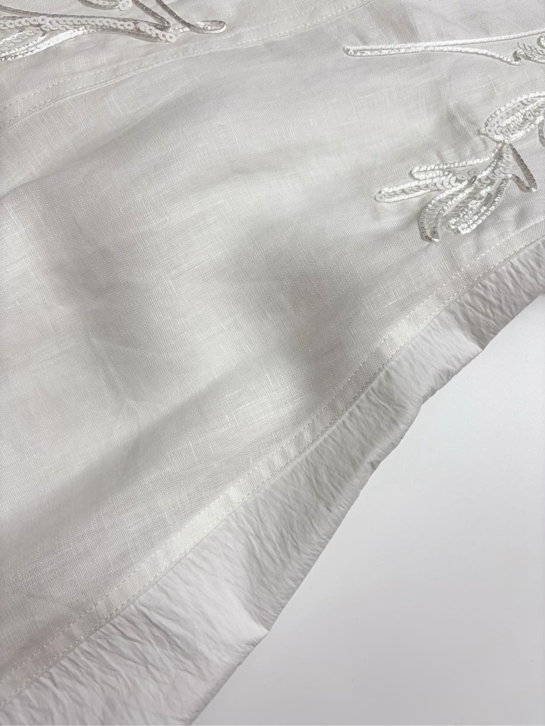 Linen Embroidered Sequin Dress - View 10