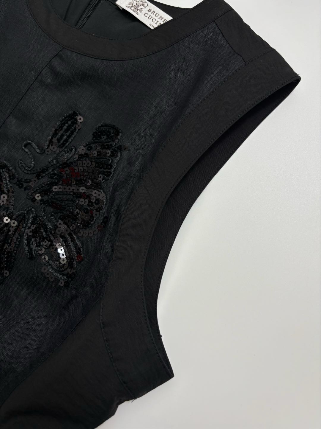 Linen Embroidered Sequin Dress - View 3