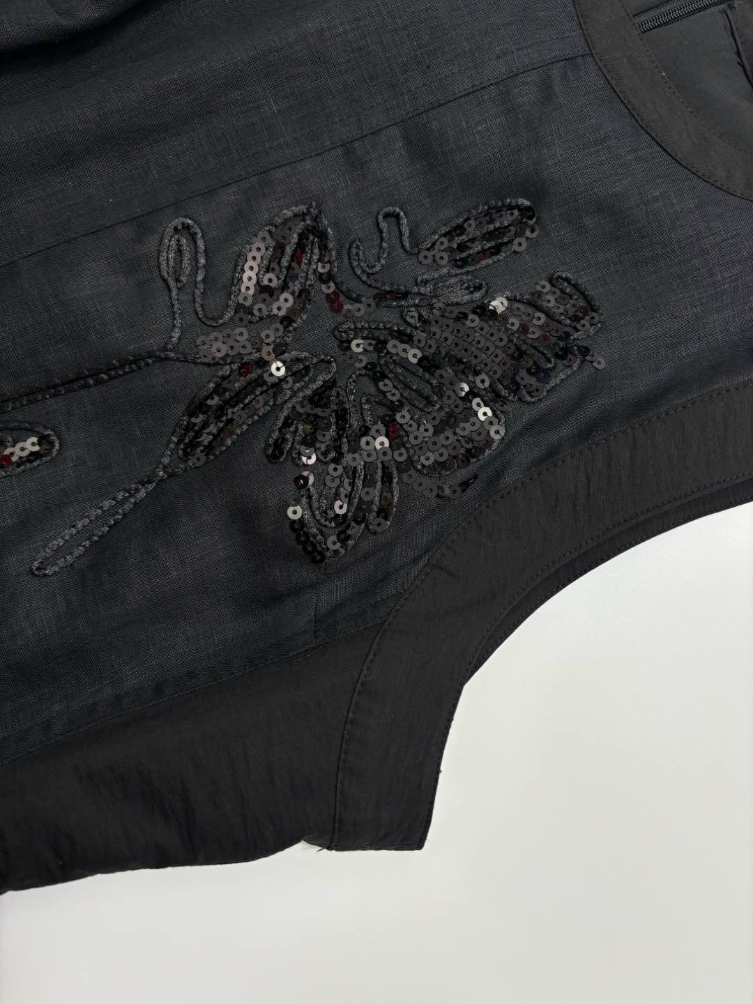 Linen Embroidered Sequin Dress - View 8