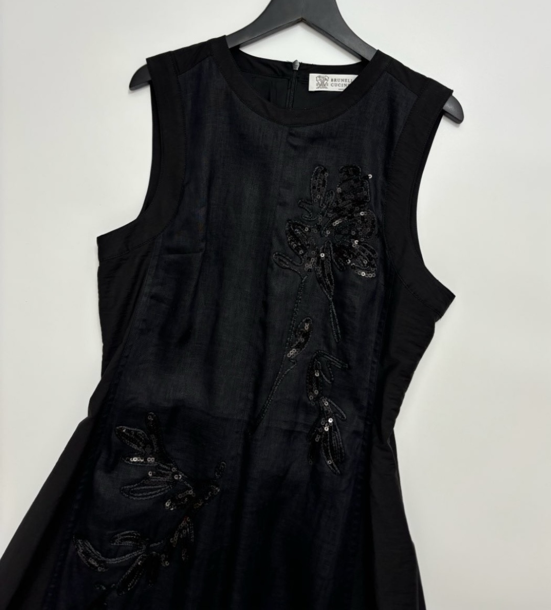 Linen Embroidered Sequin Dress - View 2