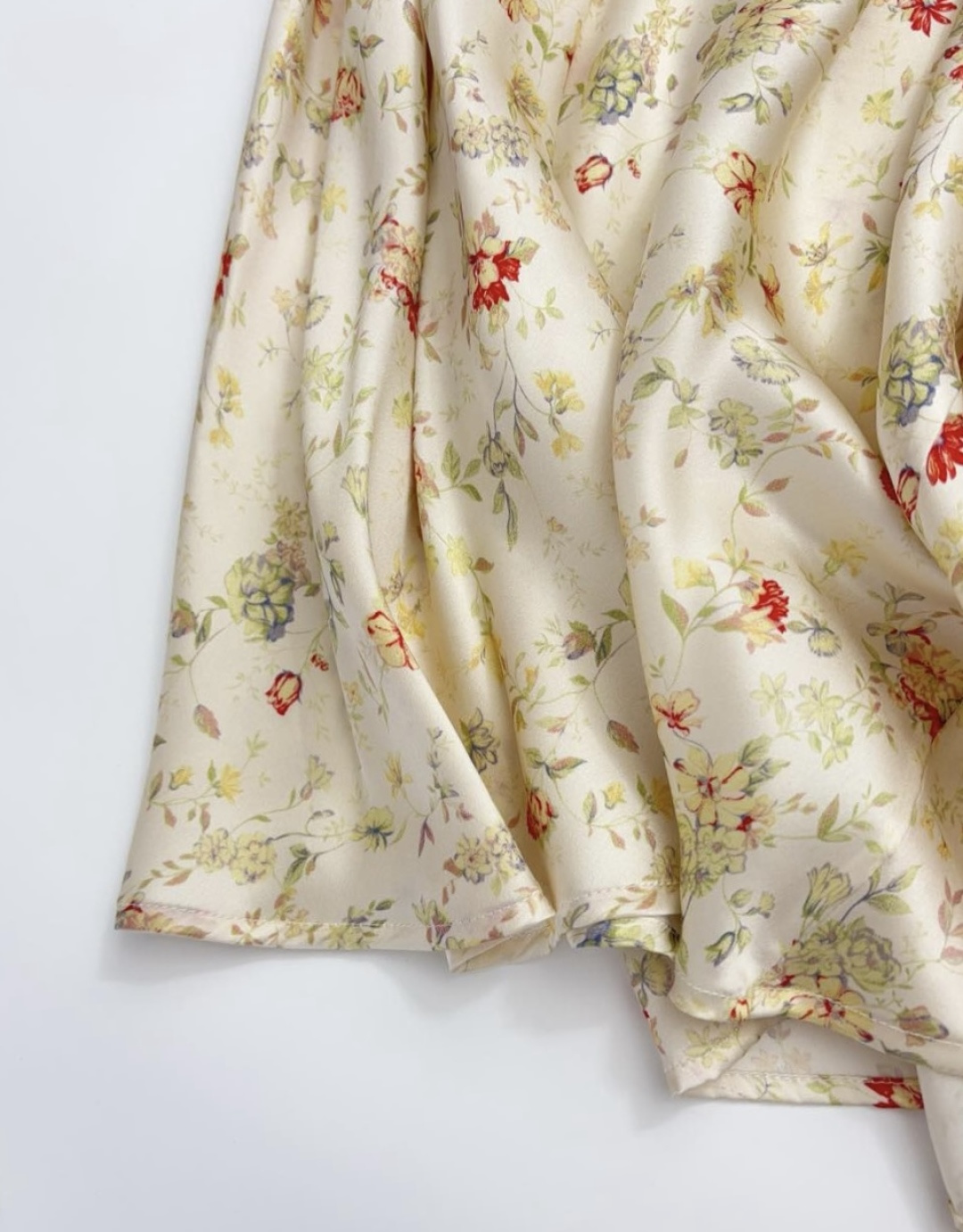 V-neck lace waist-cinching French floral silk long dress with tie sleeveless dress - View 9